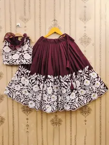 BAESD Girls Embroidered Thread Work Ready to Wear Lehenga &