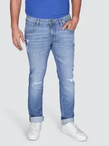 Wrangler Men Skanders Slim Fit Low-Rise Mildly Distressed Light Fade Stretchable Jeans