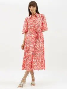 United Colors of Benetton Women Cotton Floral Printed Shirt Midi Dress