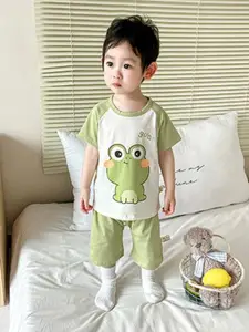 StyleCast x Revolte Boys Printed Round Neck Pure Cotton T-shirt With Shorts