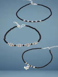 ATIBELLE Silver-Plated Artificial Stones and Beads Anklet