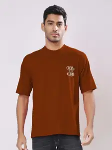 TQH Men Oversized Typography Printed Longline T-shirt