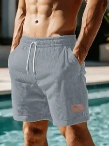 StyleCast x Revolte Men Grey Solid Mid-Rise Regular Fit Shorts