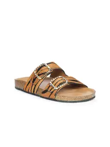 Saint G Women Printed Open Toe Flats with Buckles