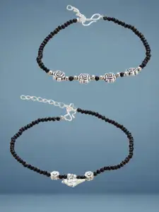 ATIBELLE Silver-Plated Artificial Stones and Beads Anklet