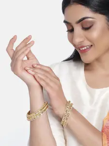 Anouk Set Of 4 Gold-Plated Stone Studded Bangles