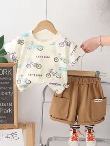 StyleCast x Revolte Boys Printed Round Neck Pure Cotton T-shirt With Shorts