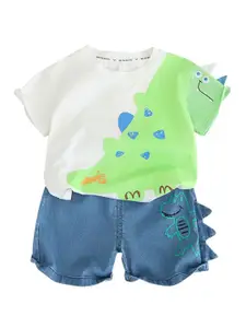 StyleCast x Revolte Boys Printed Round Neck Pure Cotton T-shirt With Shorts