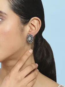 Biba Artificial Stones Studded Peacock Shaped Studs