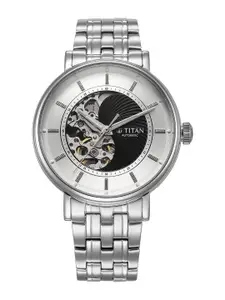 Titan Men Skeleton Dial & Stainless Steel Bracelet Straps Analogue Motion Powered Watch