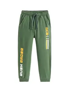 Honeyhap Boys Printed Cotton Mid Rise Joggers