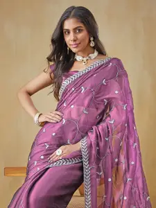 RACHNA Floral Embroidered Tissue Saree