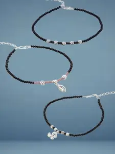 ATIBELLE Silver-Plated Artificial Stones and Beads Anklet