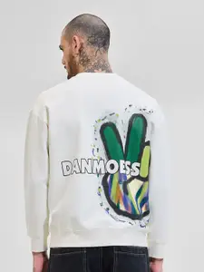 Snitch Men Off White Graphic Embroidered Sweatshirt