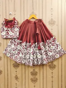 BAESD Girls Embroidered Thread Work Ready to Wear Lehenga &