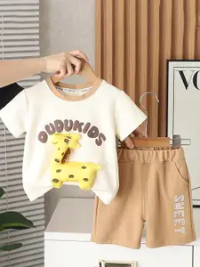 StyleCast x Revolte Boys Typograpghy Printed Pure Cotton T-shirt With Shorts