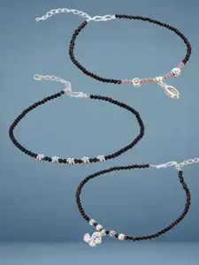 ATIBELLE Silver-Plated Artificial Stones and Beads Anklet
