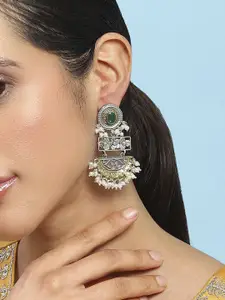 Biba Artificial Stones Studded & Beaded Contemporary Drop Earrings