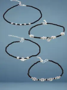 ATIBELLE Silver-Plated Artificial Stones and Beads Anklet