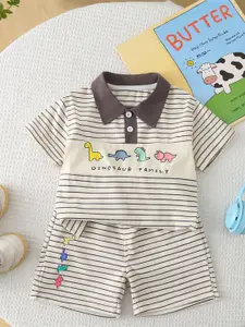 StyleCast x Revolte Boys Striped Pure Cotton T-shirt With Shorts