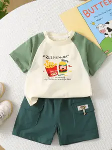 StyleCast x Revolte Boys Typograpghy Printed Pure Cotton T-shirt With Shorts