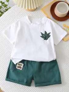 StyleCast x Revolte Boys Floral Printed Pure Cotton T-shirt With Shorts