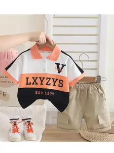 StyleCast x Revolte Boys Typograpghy Printed Pure Cotton T-shirt With Shorts