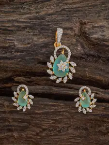 Kushal's Fashion Jewellery Gold-Plated Cubic Zirconia-Embellished Bridal Pendant Set