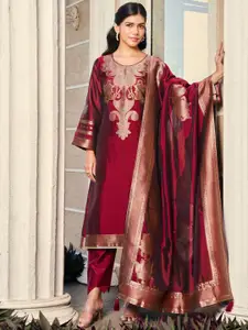 Stylee LIFESTYLE Embellished Pure Silk Unstitched Dress Material