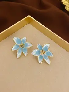 VAGHBHATT Rhodium-Plated Floral Shaped Enamelled Studs