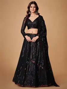 DIVASTRI Embellished Sequinned Semi-Stitched Lehenga & Unstitched Blouse With Dupatta