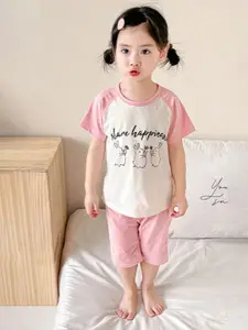 StyleCast x Revolte Girls Pure Cotton Printed T-shirt With Shorts