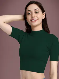 Dream Beauty Fashion Bullet Ribbed High Neck Crop Fitted Top