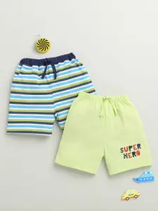 BUMZEE Pack Of 2 Boys Striped Printed Shorts