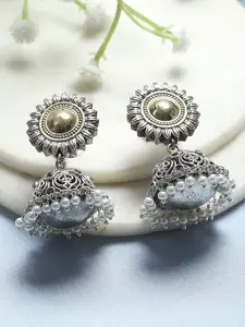 Biba Artificial Beaded Dome Shaped Oxidised Jhumkas