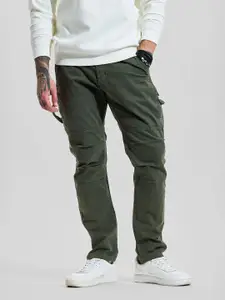 Snitch Men Olive Mid-Rise Regular Fit Cargo Carpenter Pants