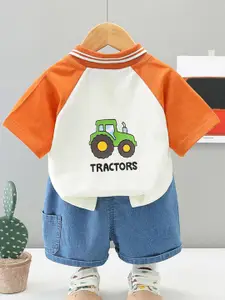 StyleCast x Revolte Boys Printed Polo Collar Pure Cotton T-shirt With Shorts