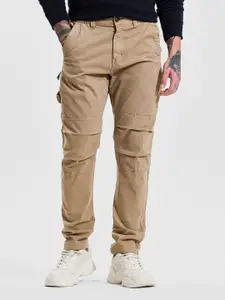 Snitch Men Khaki Mid-Rise Regular Fit Cargo Carpenter Pants