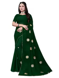 Pemal Designer Embellished Embroidered Work Lace Pure Georgette Saree