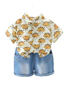StyleCast x Revolte Boys Animal Printed Pure Cotton Shirt With Shorts