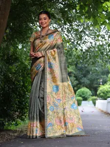 Anouk Ethnic Motifs Zari Silk Blend Tussar Saree