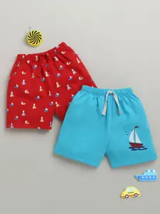 BUMZEE Boys Pack Of 2 Graphic Printed Cotton Regular Shorts