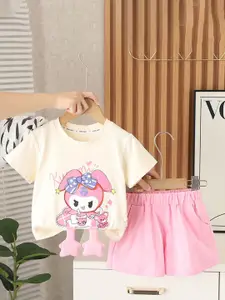 StyleCast x Revolte Girls Pure Cotton Printed T-shirt With Shorts