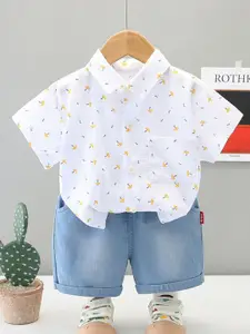 StyleCast x Revolte Boys Printed Pure Cotton Shirt with Shorts