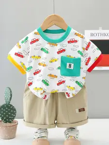 StyleCast x Revolte Boys Pure Cotton Printed T-shirt With Shorts