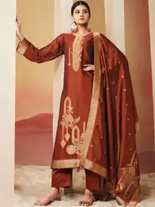 Stylee LIFESTYLE Embellished Pure Silk Unstitched Dress Material