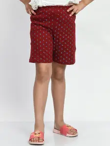 BAESD Girls Cotton Printed Regular Fit Shorts