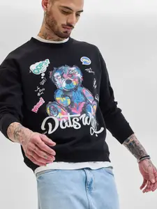 Snitch Men Black Graphic Printed Sweatshirt