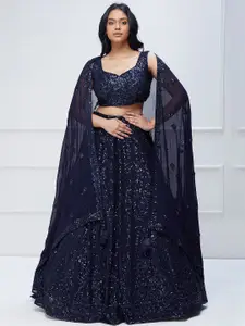 DIVASTRI Embellished Sequinned Semi-Stitched Lehenga & Unstitched Blouse With Dupatta
