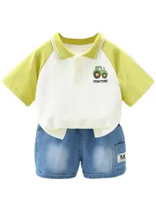 StyleCast x Revolte Boys Printed Pure Cotton T-shirt With Shorts